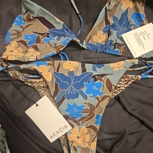 Acacia Swimwear Floral Bikini - Blue and Brown